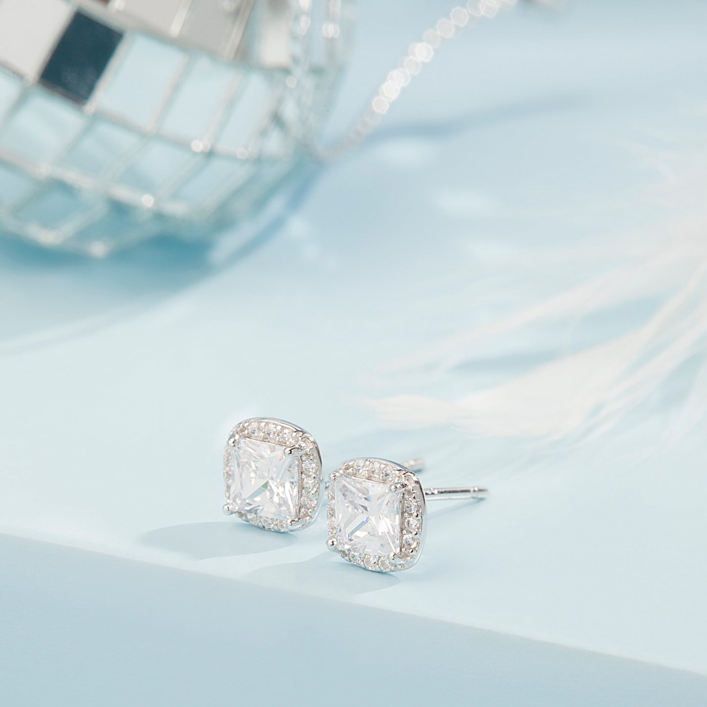 'Silver Zircon' Studs