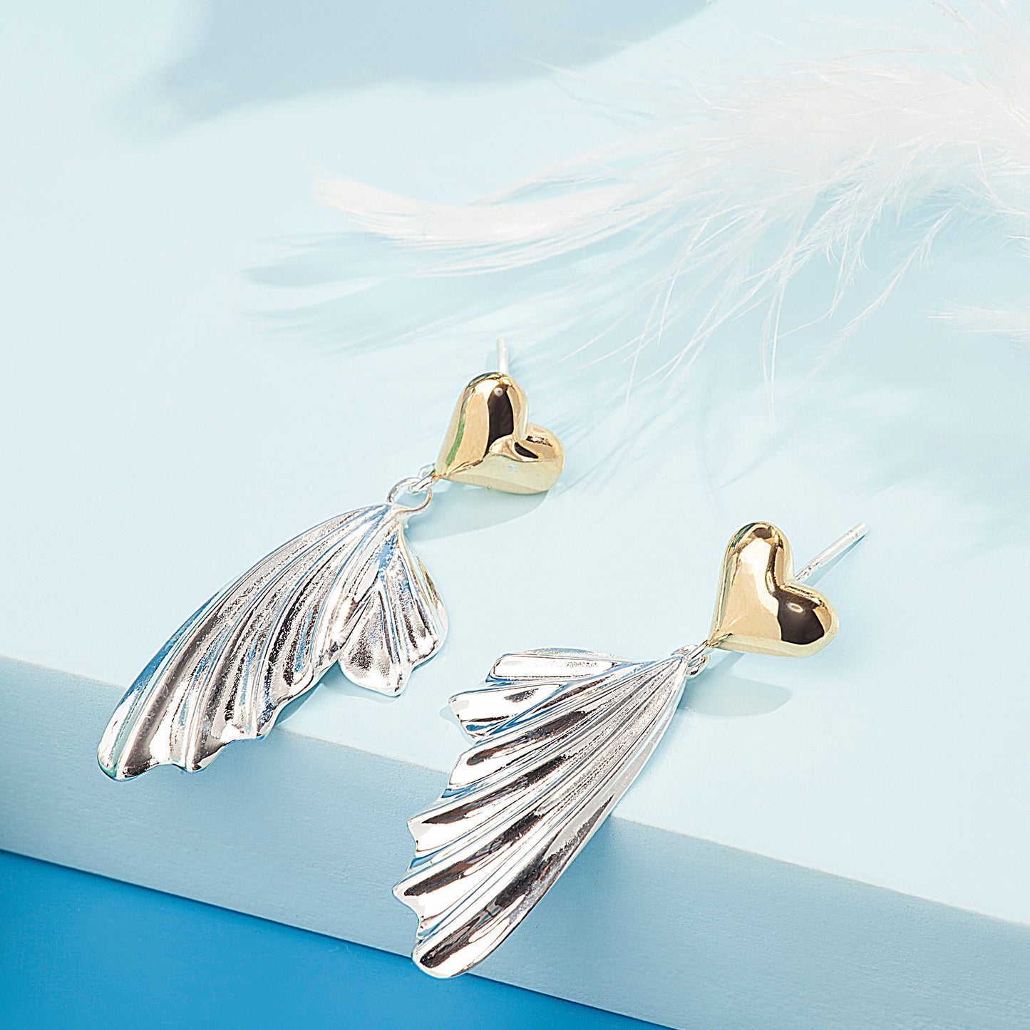 'Love Fish Tail' Gold & Silver Earrings