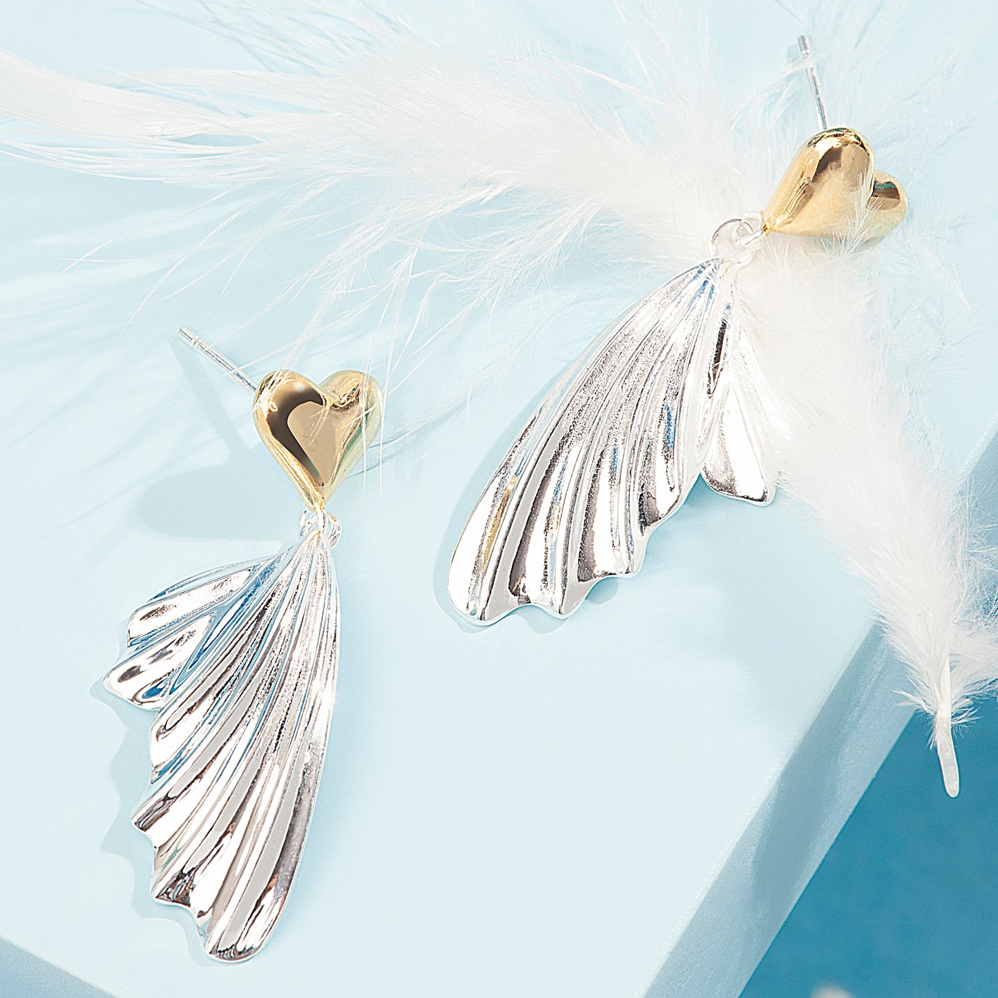 'Love Fish Tail' Gold & Silver Earrings