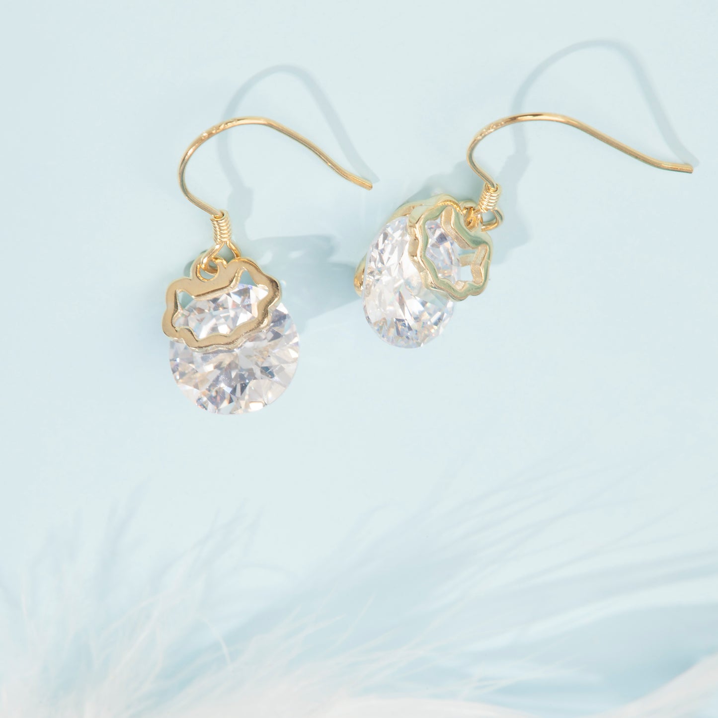 'Sterling Diamond Stone' Gold Plated Earrings