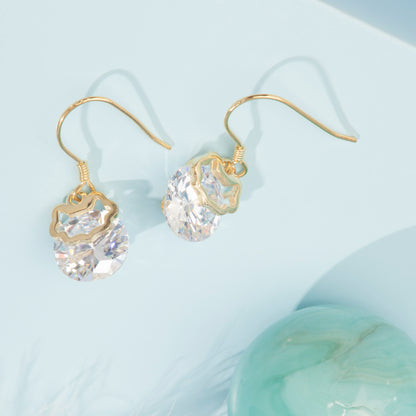 'Sterling Diamond Stone' Gold Plated Earrings