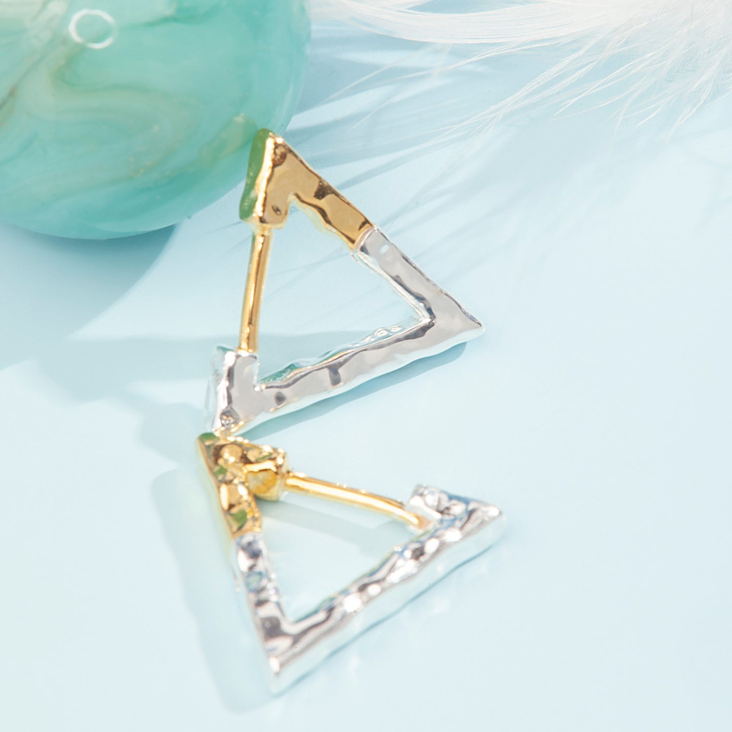 'Triangle' Silver & Gold Earrings