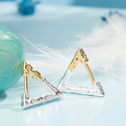 'Triangle' Silver & Gold Earrings