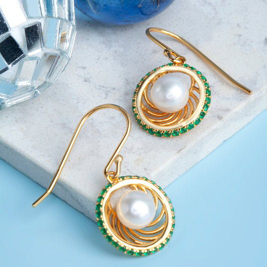 'Pearl Swirl' Gold Plated Earrings