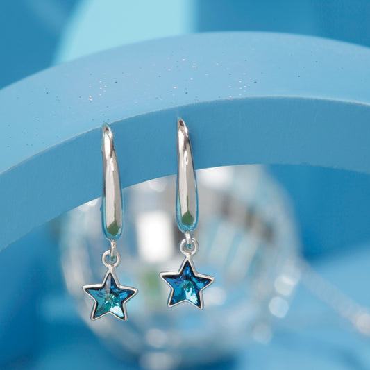 'Stunning Blue Gem' Star Earrings