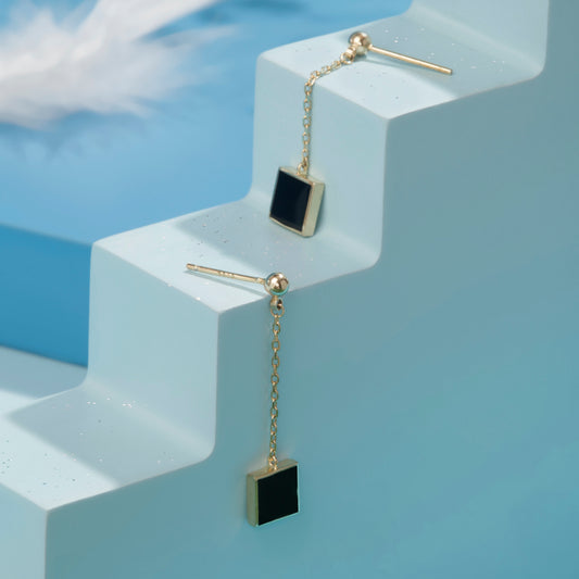 'Classic Black Box' Gold Plated Earrings