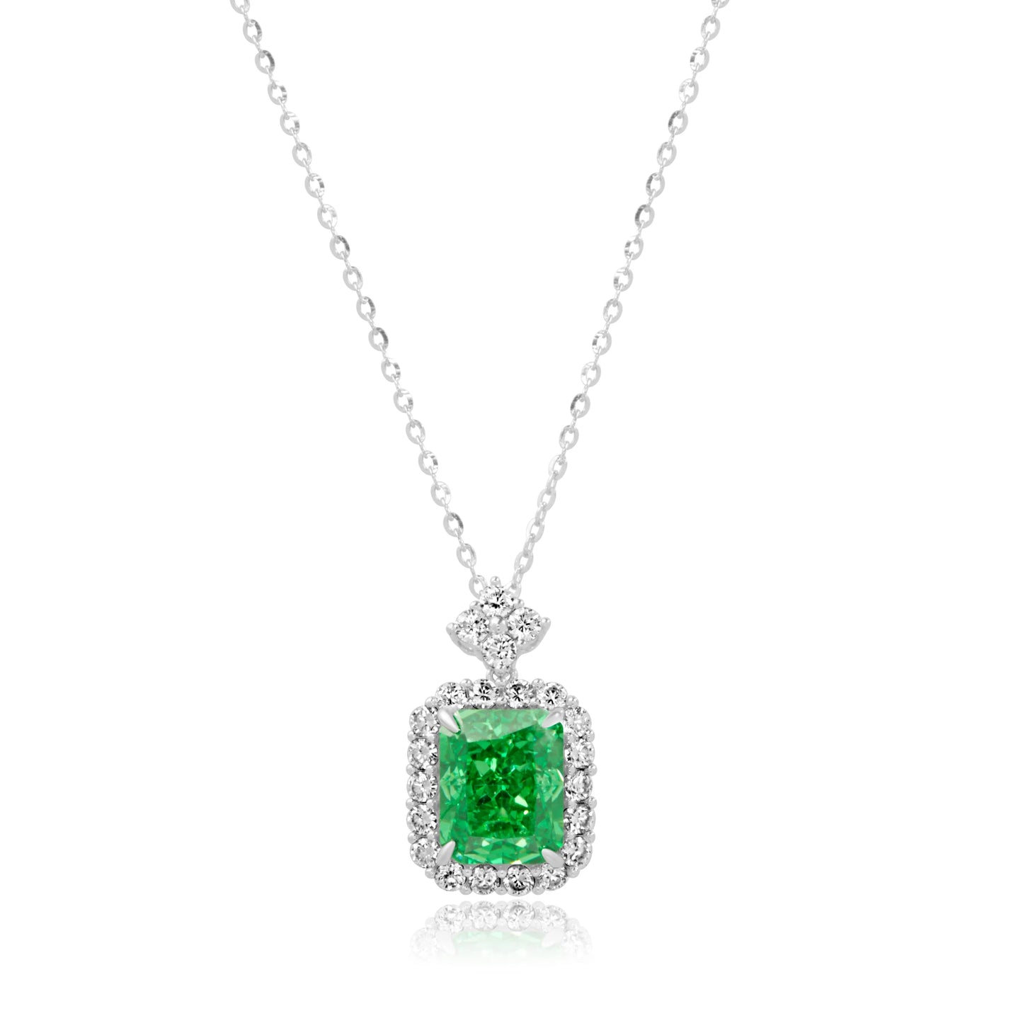 "Emerald Elegance" Silver Pendant