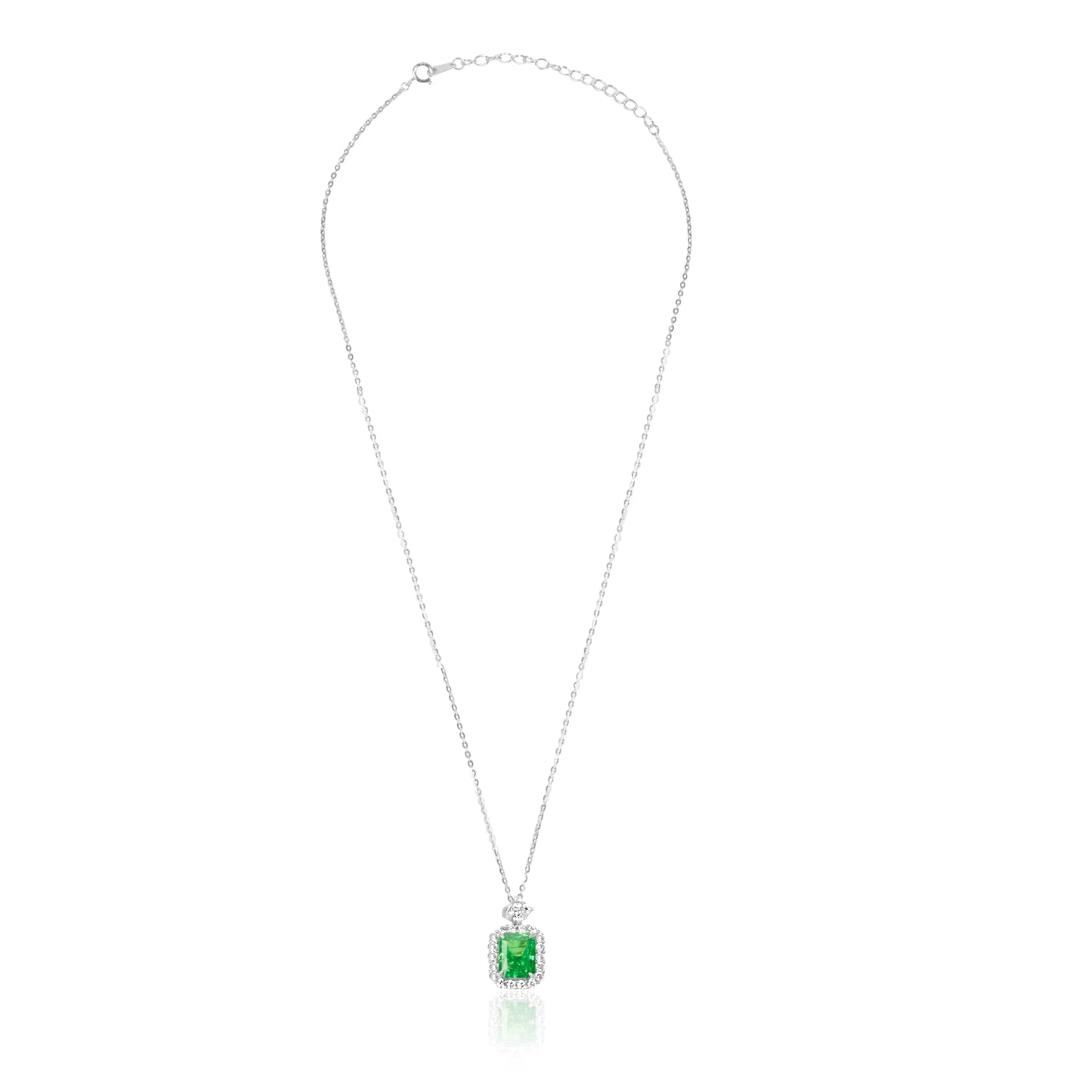 "Emerald Elegance" Silver Pendant