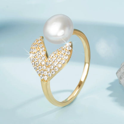 "Golden Pearl Elegance" Ring