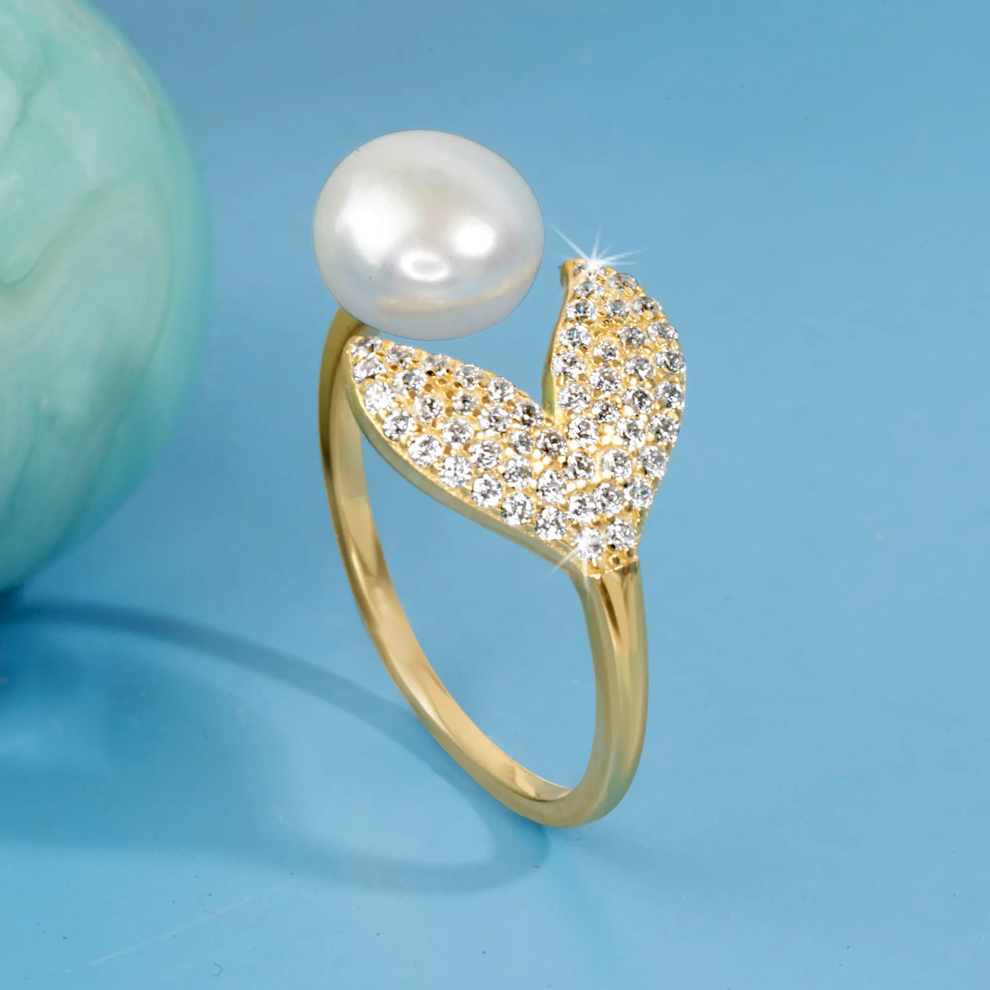 "Golden Pearl Elegance" Ring