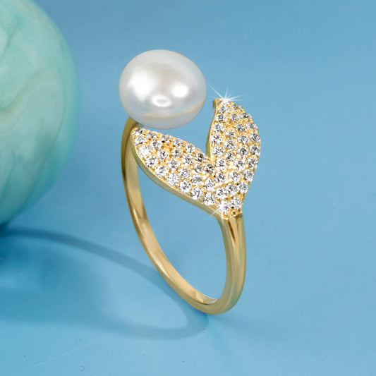 "Golden Pearl Elegance" Ring