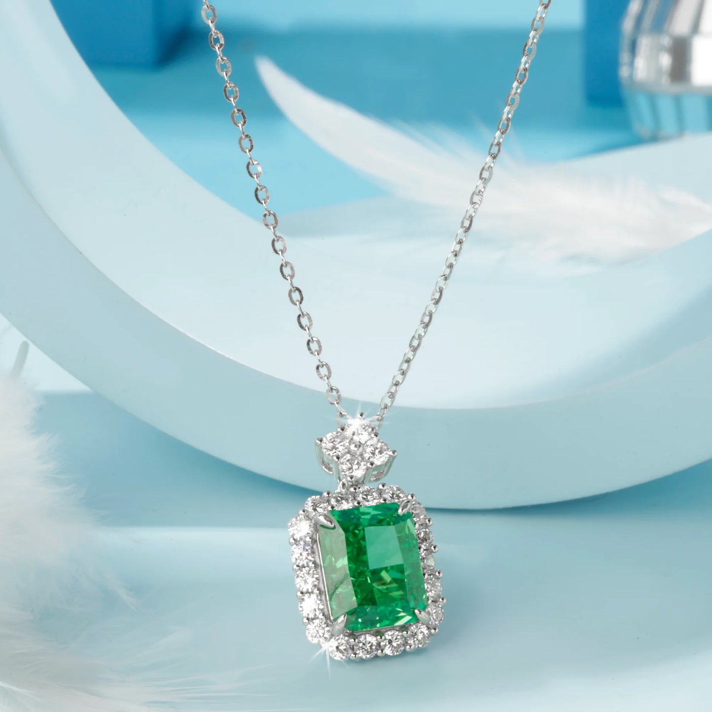 "Emerald Elegance" Silver Pendant