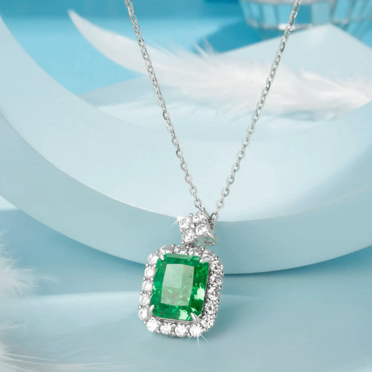 "Emerald Elegance" Silver Pendant