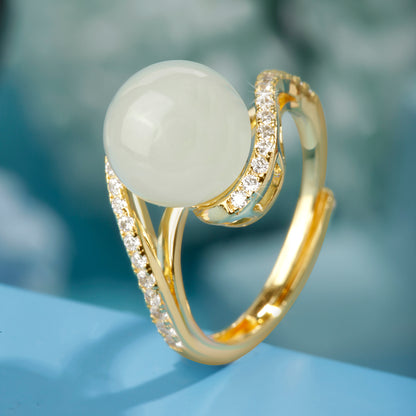 "Moonstone Glory" Gold Plated Ring