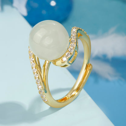 "Moonstone Glory" Gold Plated Ring