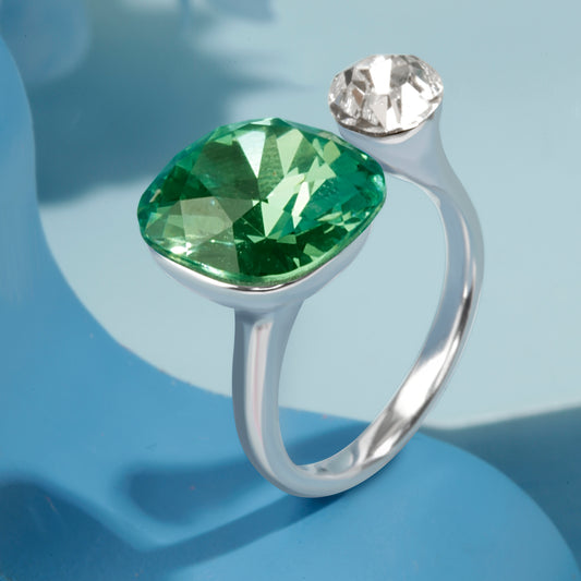 'Emerald Frost' Silver Ring