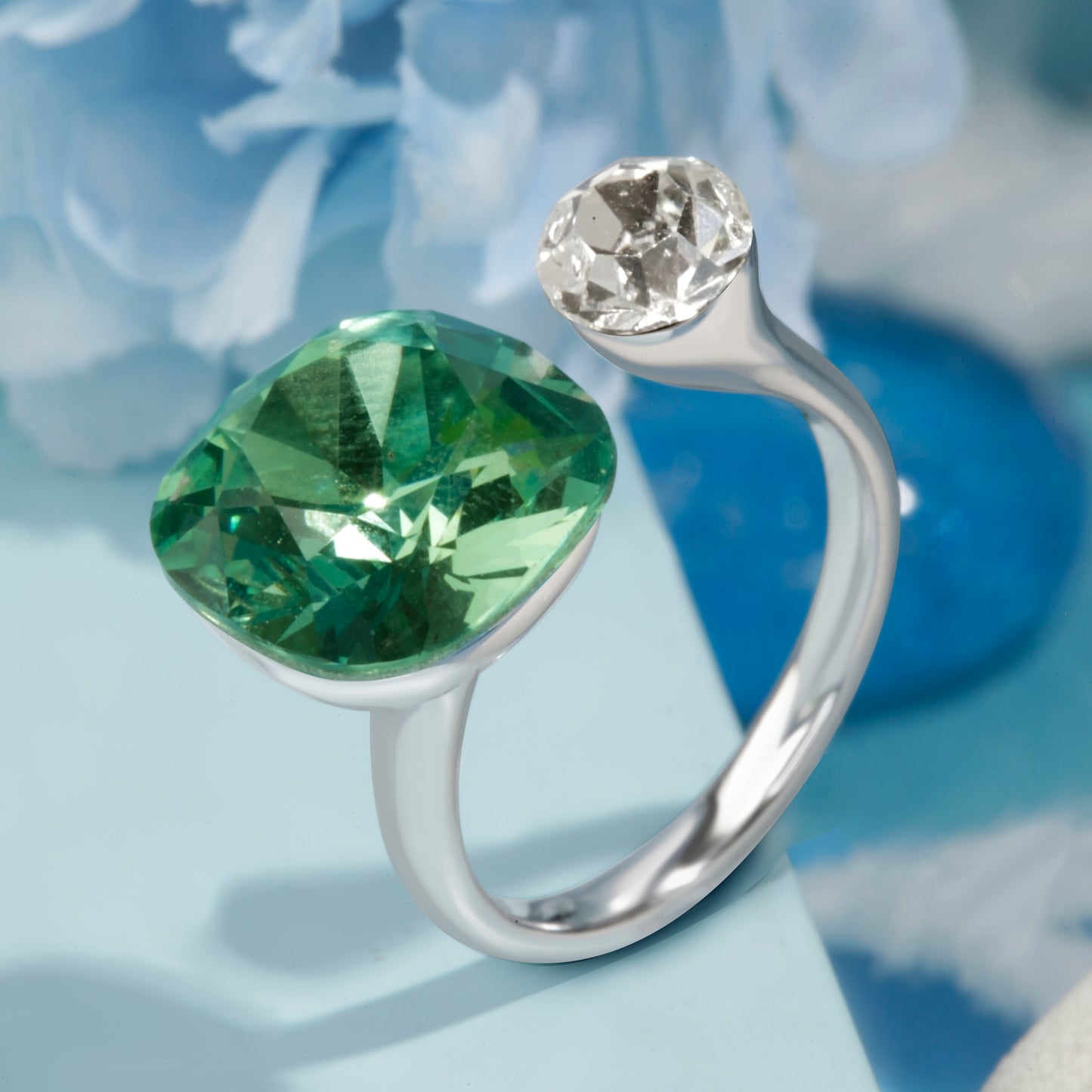 'Emerald Frost' Silver Ring