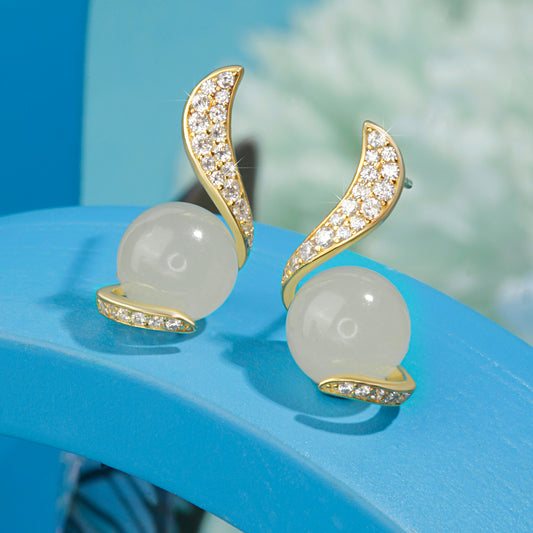 "Exquisite Moonstone" Gold Plated Earrings