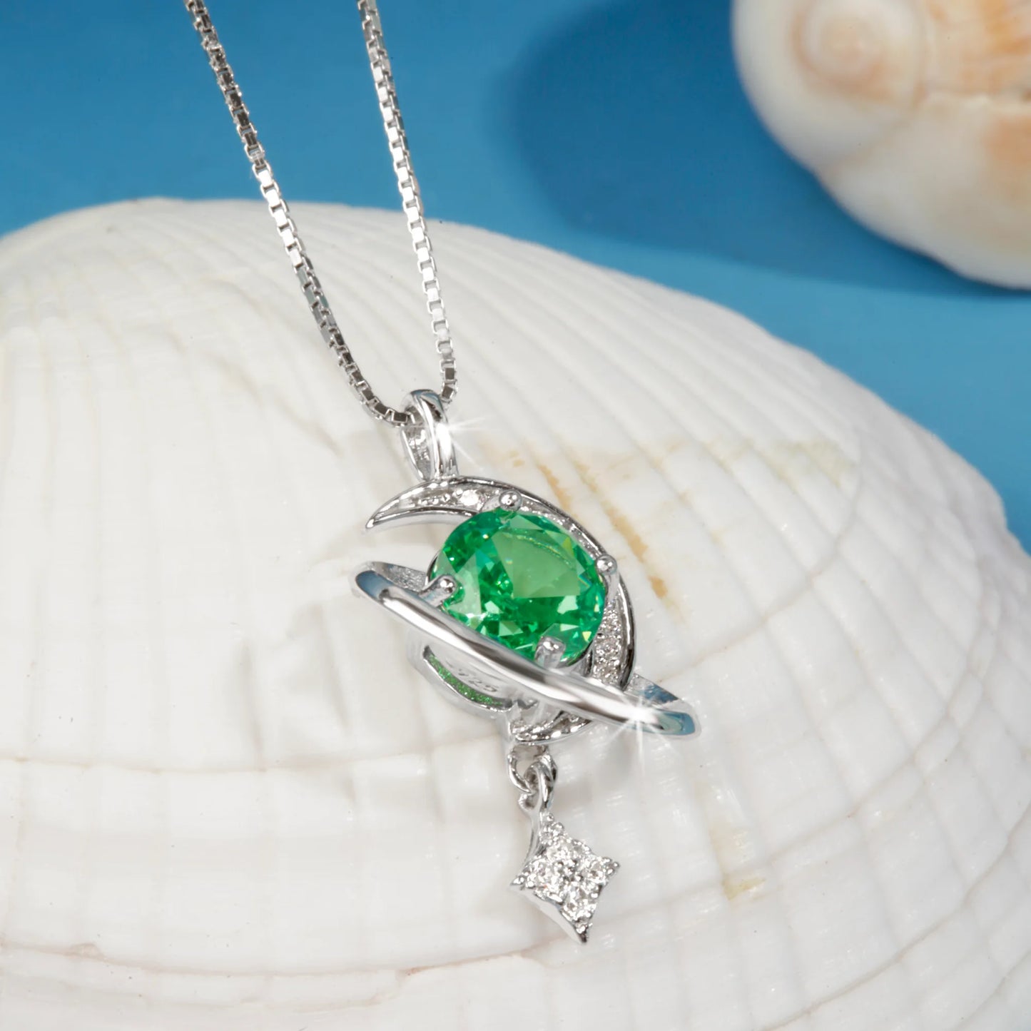 "Celestial Emerald" Silver Pendant