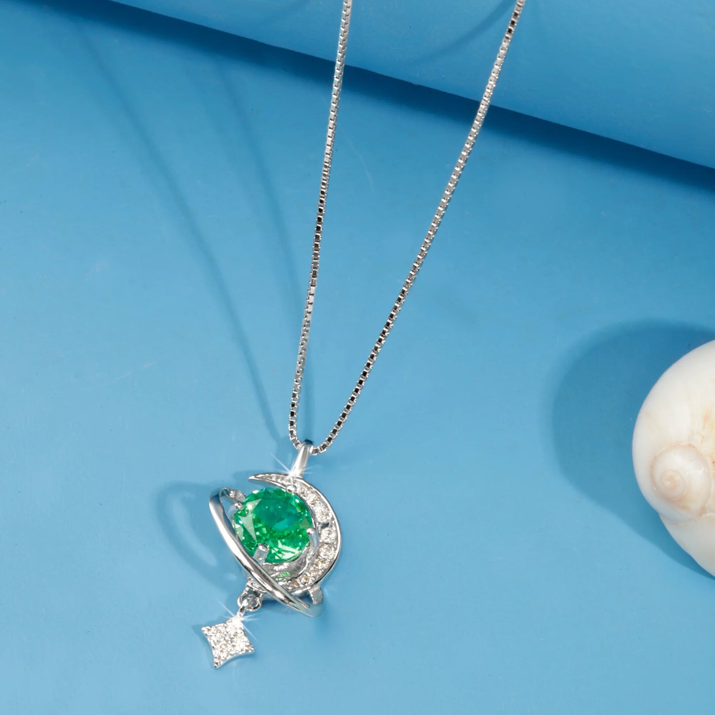 "Celestial Emerald" Silver Pendant