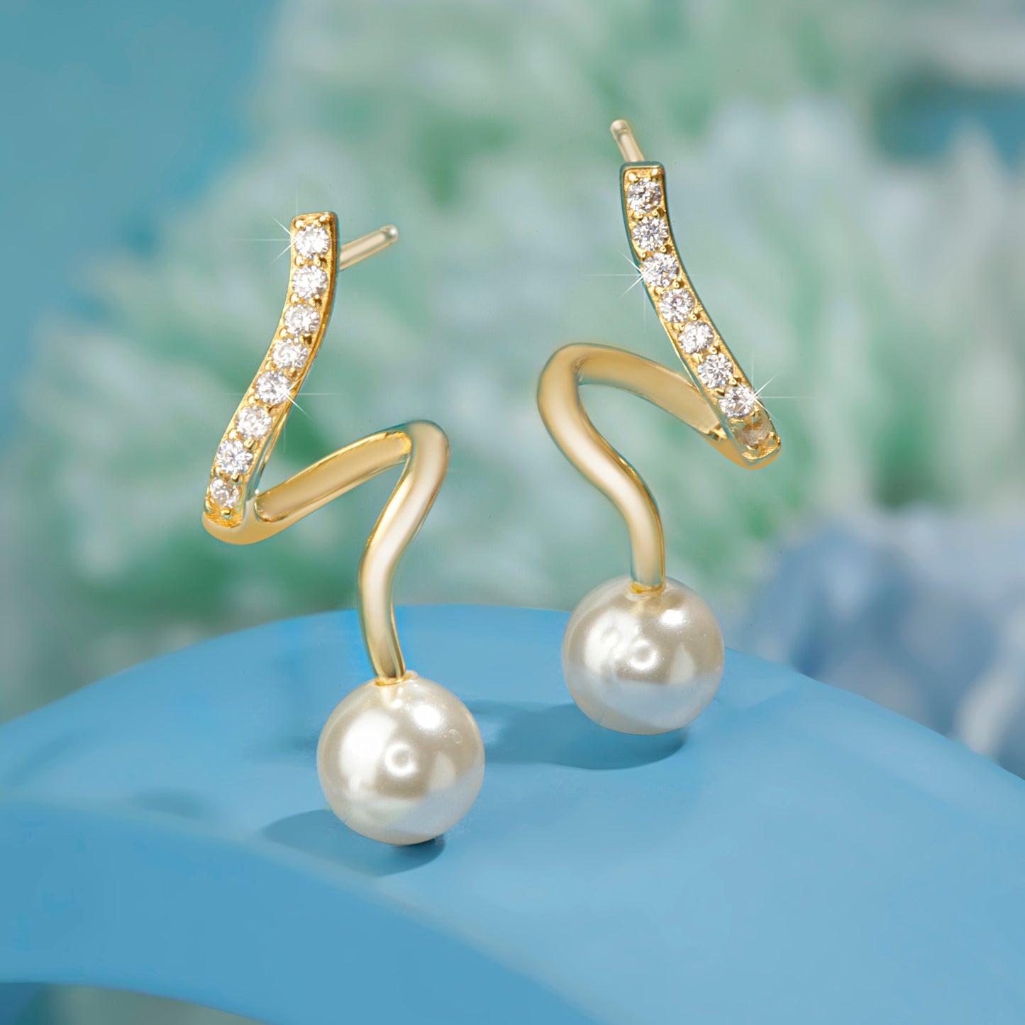 "Pearl Cascade" Gold Plated Earrings