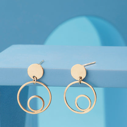 'Geometric Round' Gold Plated Earrings