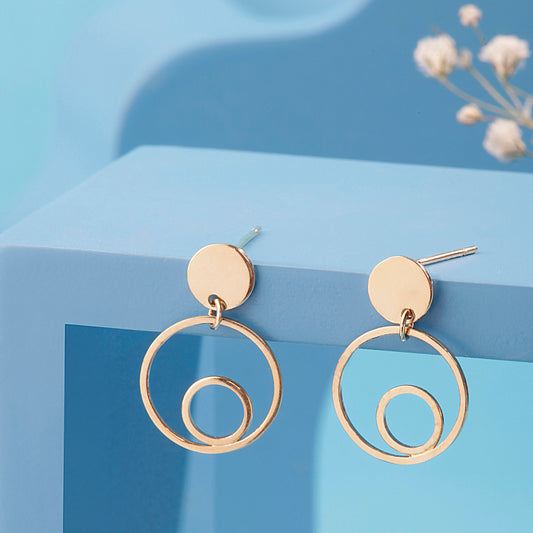 'Geometric Round' Gold Plated Earrings