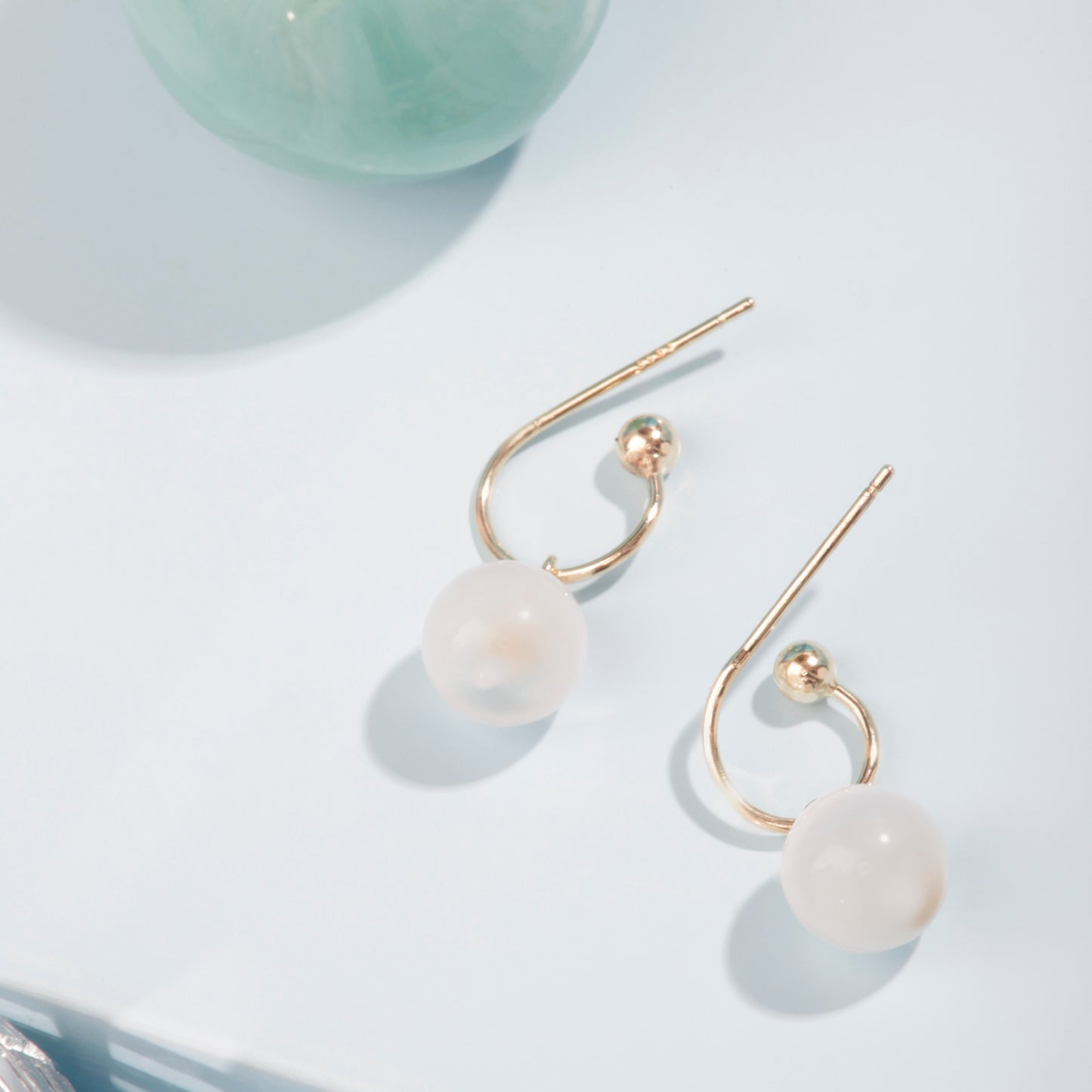 'Beautiful White Moonstone' Gold Plated Earrings