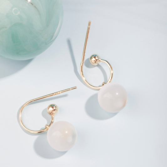 'Beautiful White Moonstone' Gold Plated Earrings