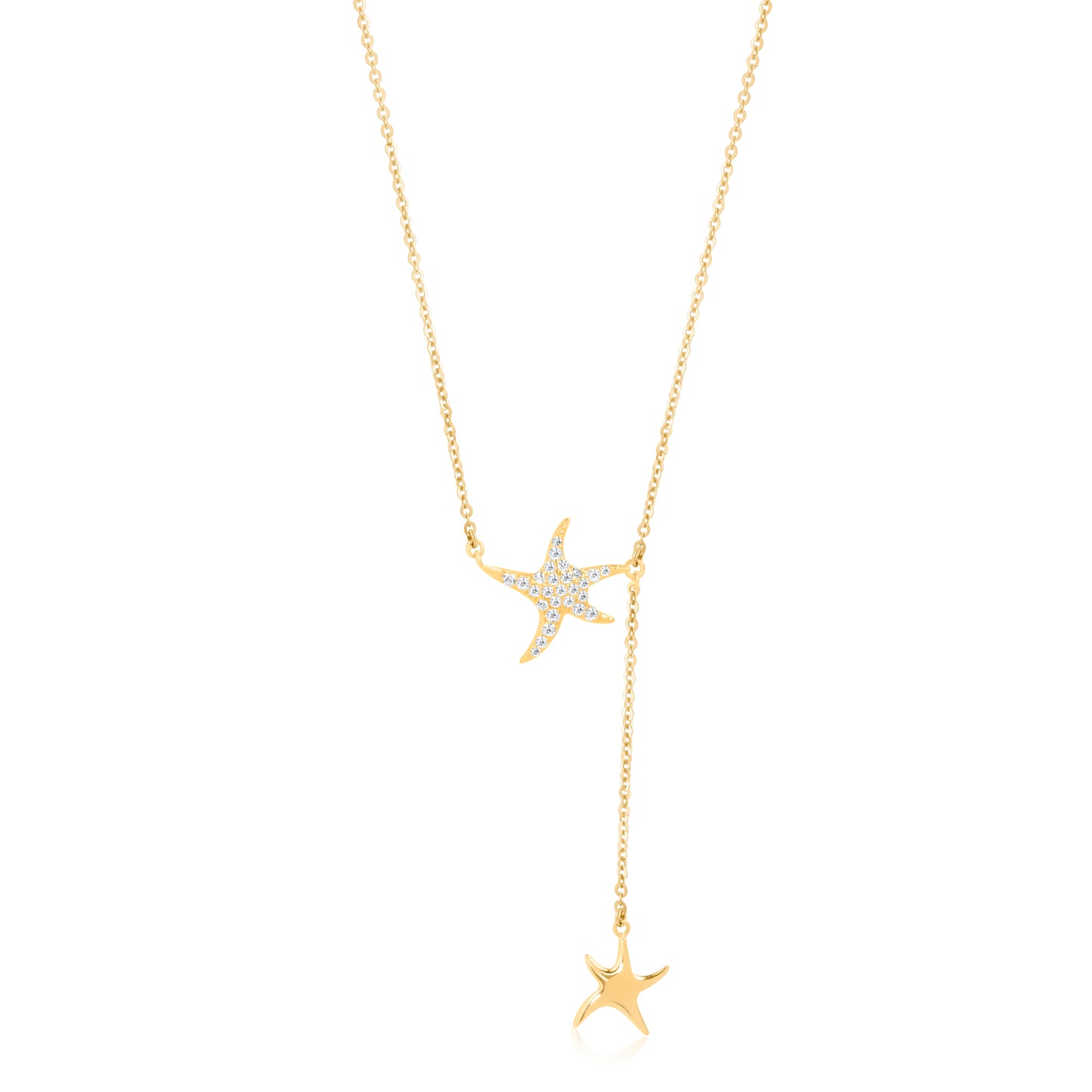 'Dual Star Fish' Gold Plated Pendant