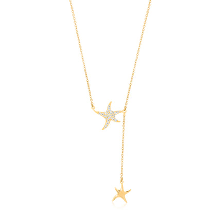 'Dual Star Fish' Gold Plated Pendant