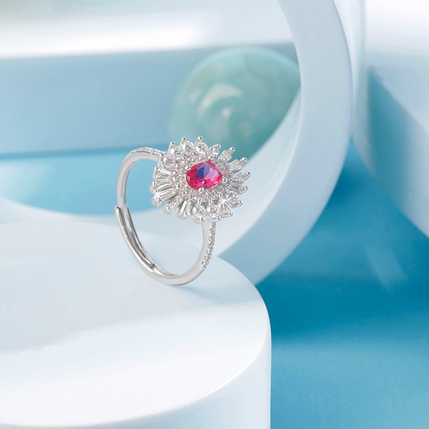 'Fiery Passion' Pink Gem Silver Ring