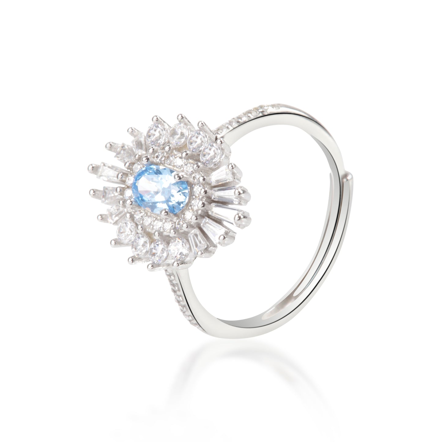 'Blossom Blue Gem' Silver Ring