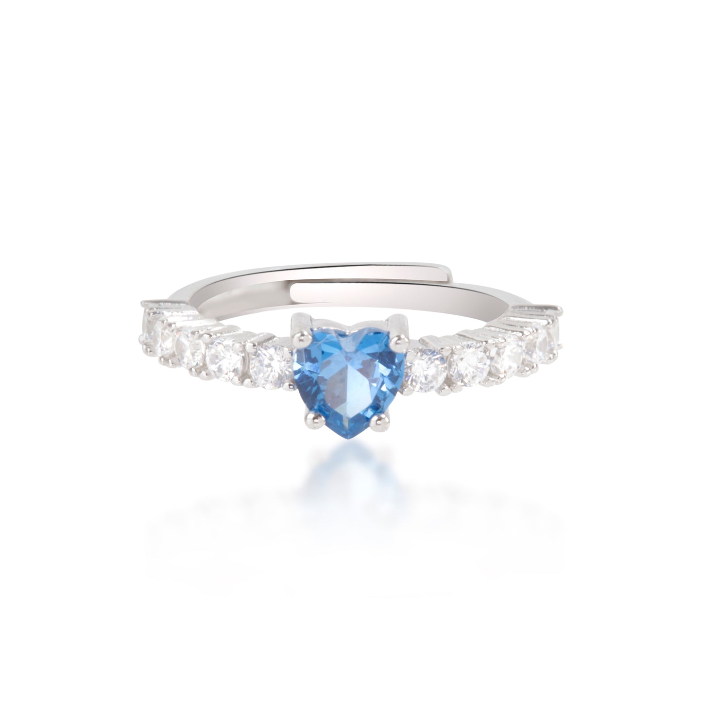 'Blue Gemstone Heart' Silver Ring