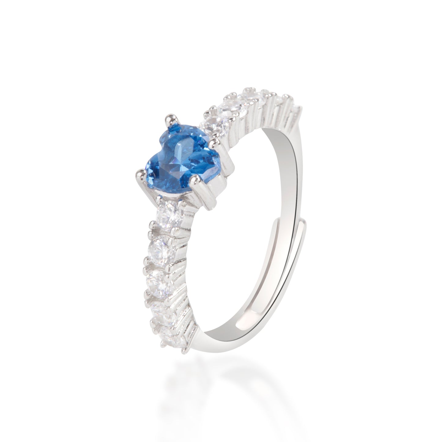 'Blue Gemstone Heart' Silver Ring