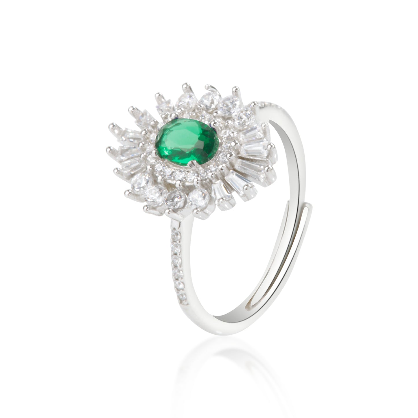 'Secret Garden' Green Gem Silver Ring