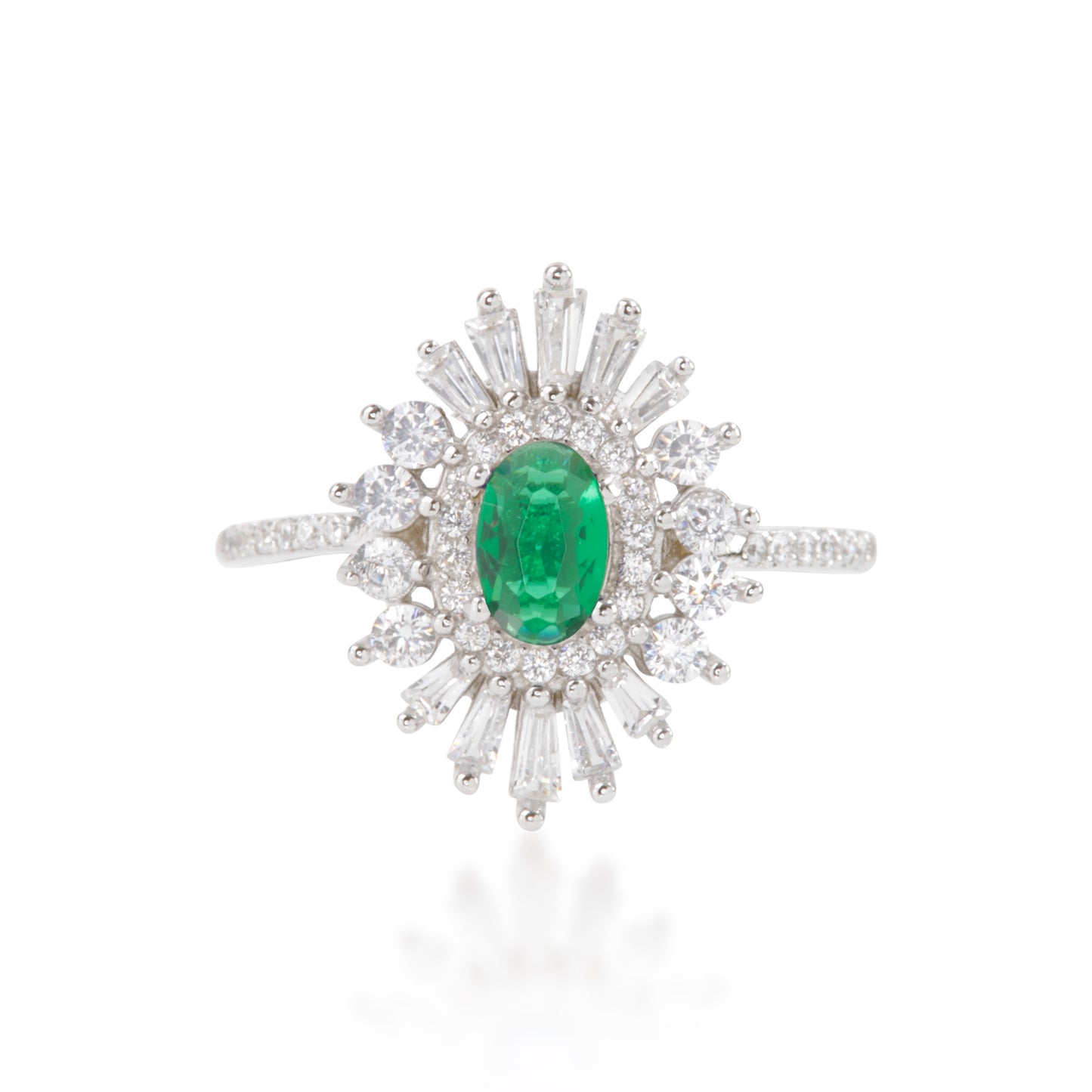 'Secret Garden' Green Gem Silver Ring