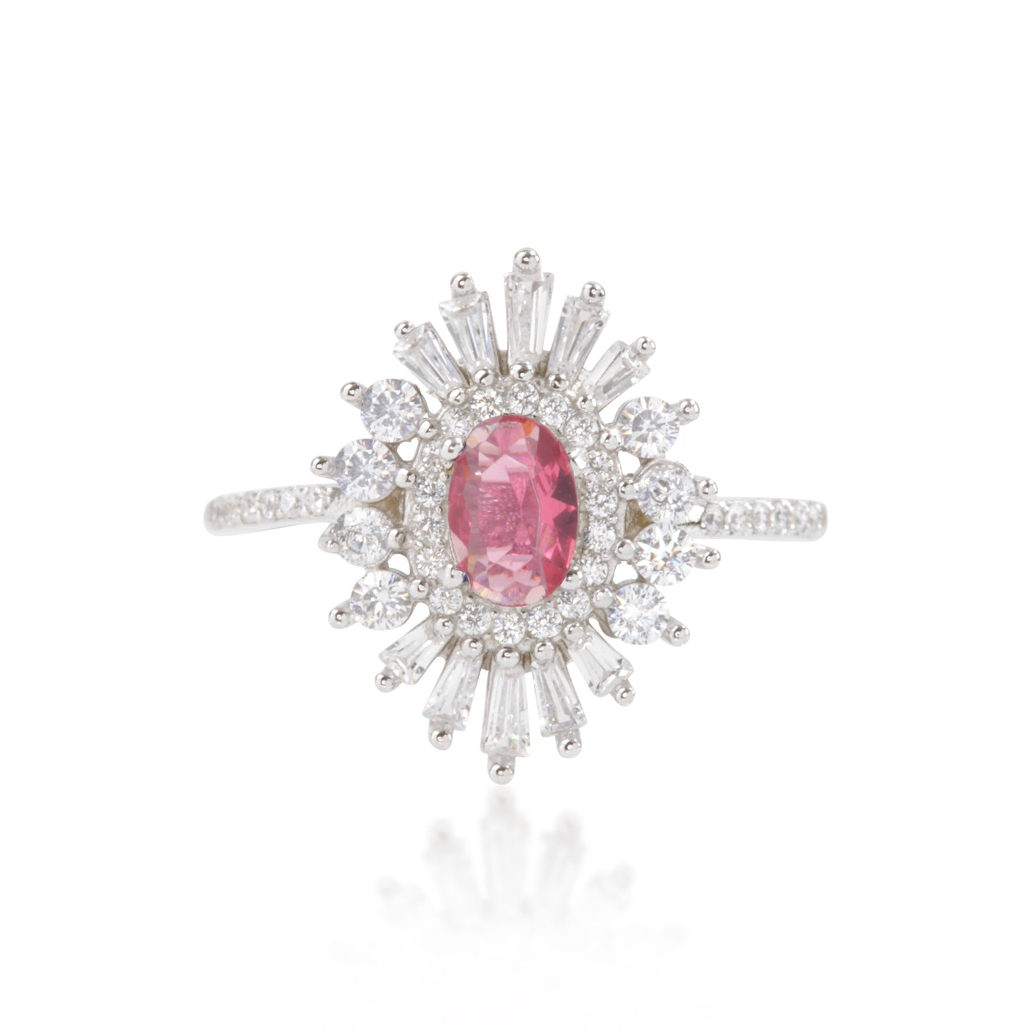 'Fiery Passion' Pink Gem Silver Ring