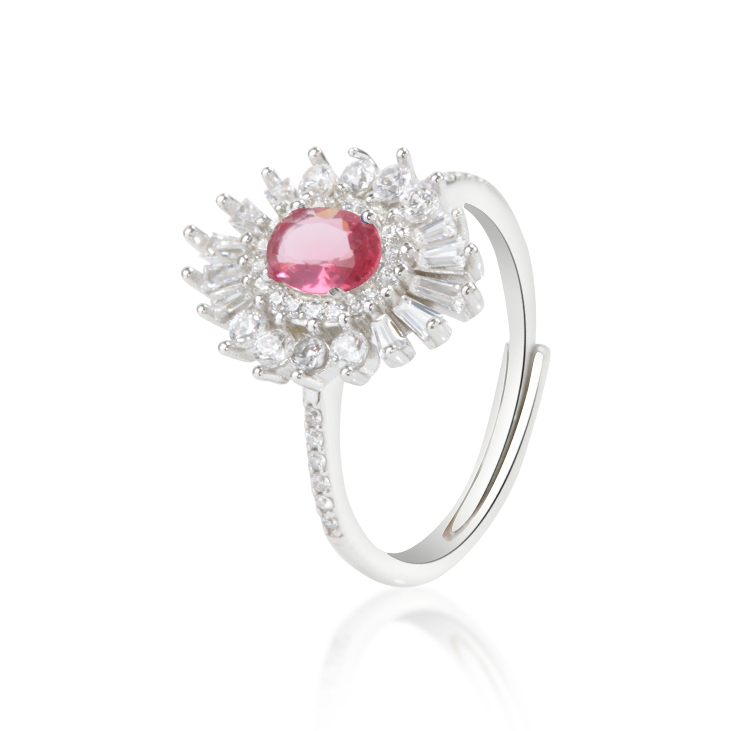 'Fiery Passion' Pink Gem Silver Ring