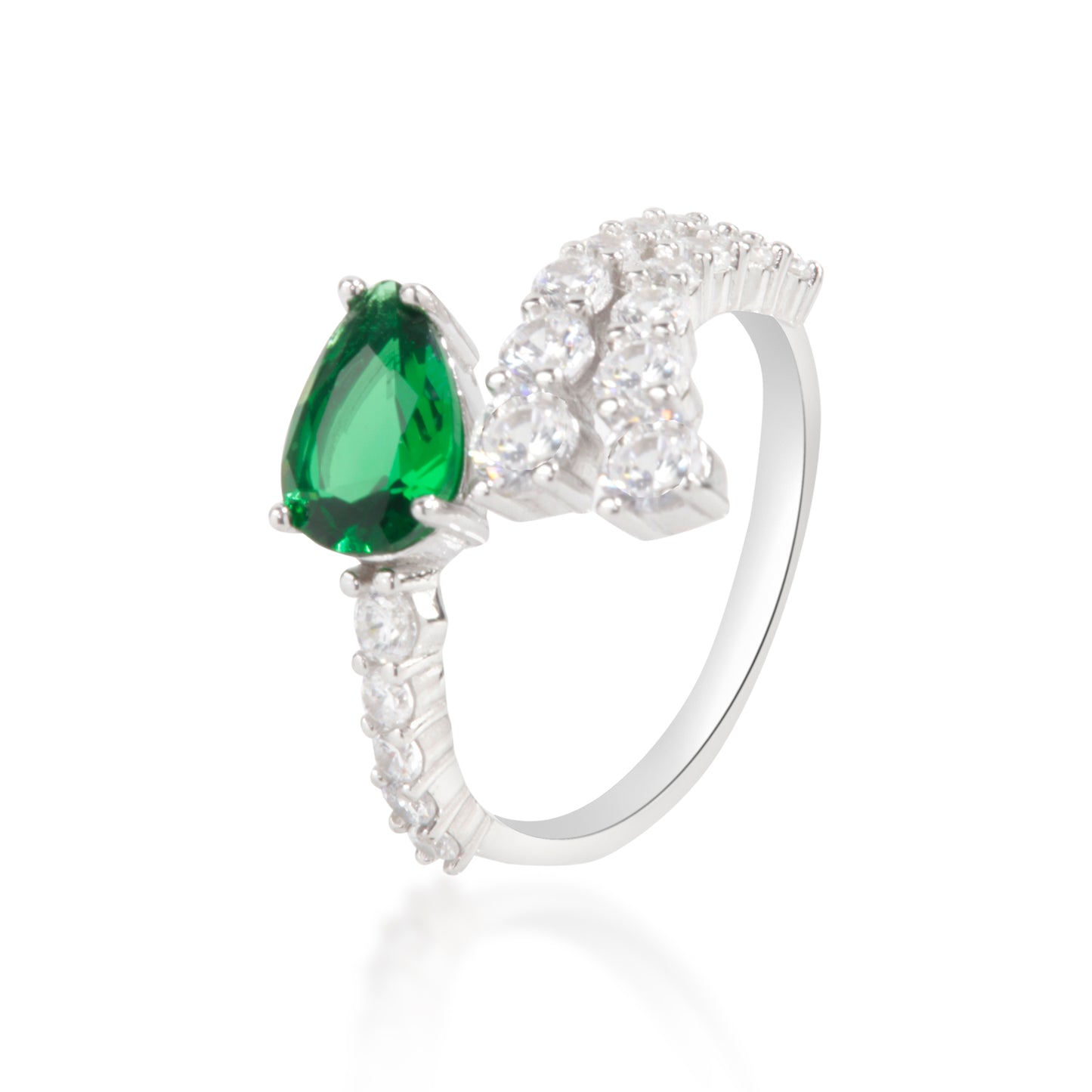 'Green Gem' Water Drop Silver Ring