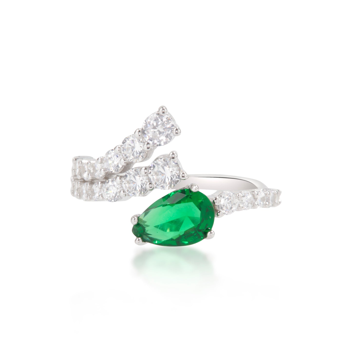 'Green Gem' Water Drop Silver Ring