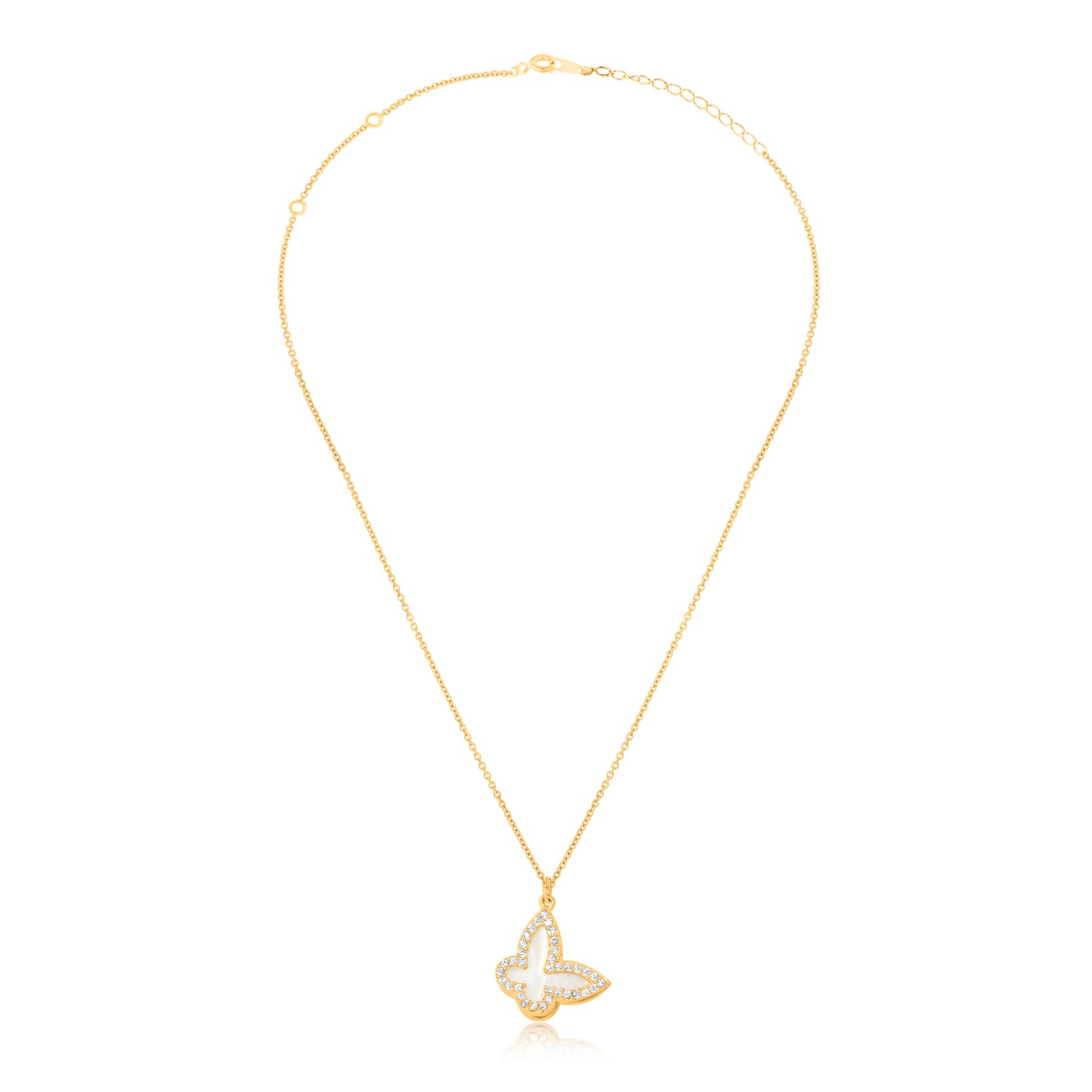 'Beautiful MOP Butterfly' Gold Plated Pendant