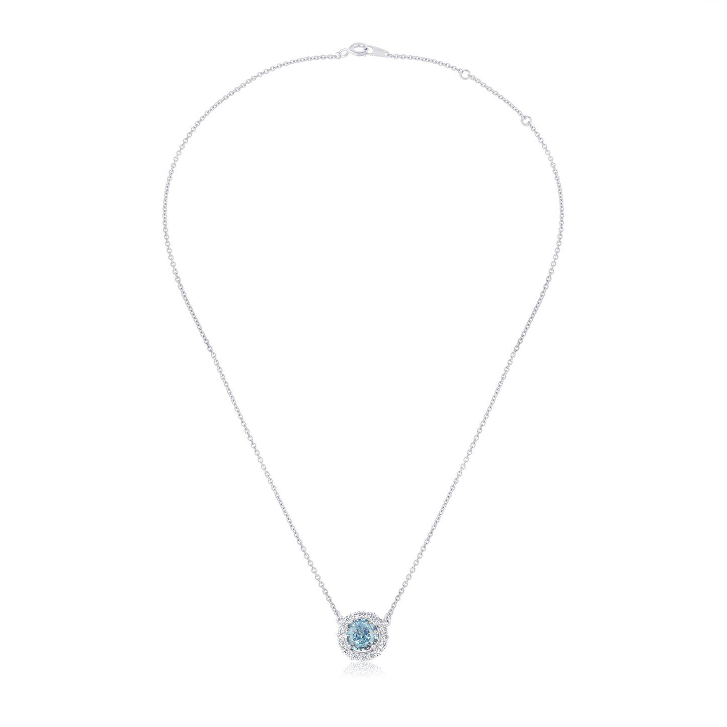 'Round Crystal Blue Gem' Silver Pendant