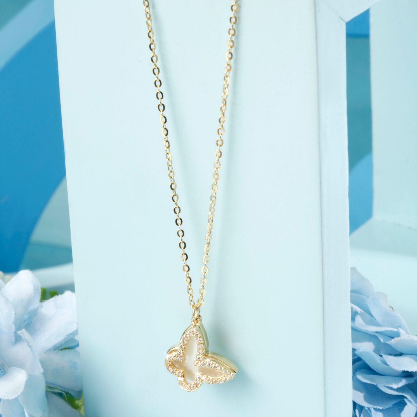 'Beautiful MOP Butterfly' Gold Plated Pendant