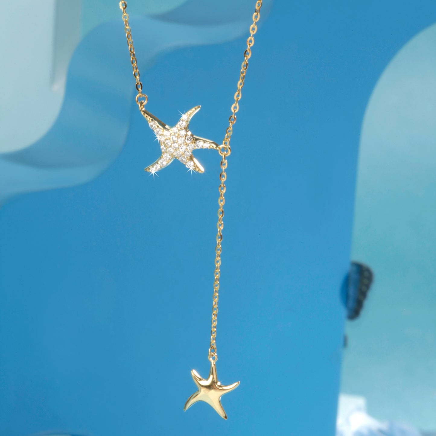 'Dual Star Fish' Gold Plated Pendant