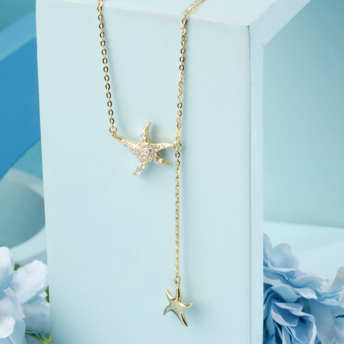 'Dual Star Fish' Gold Plated Pendant