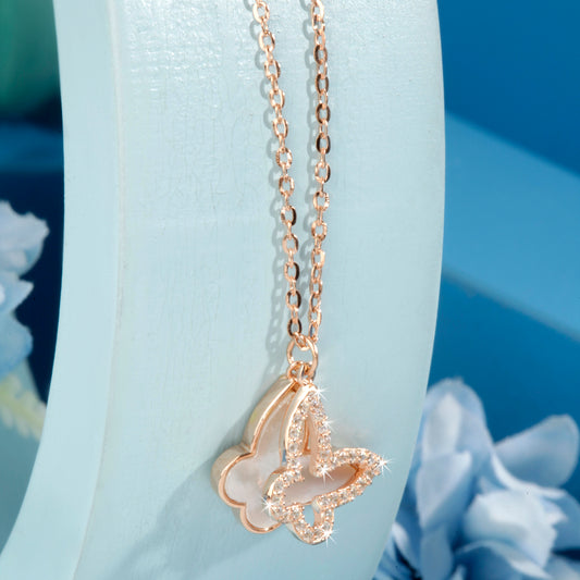 'Glistening Butterfly' Rose Gold Pendant