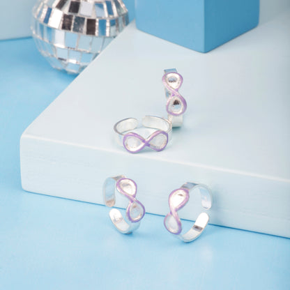 'Purple Infinity' Silver Toe Rings