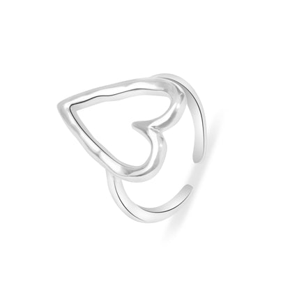 'Heart Outline' Silver Ring