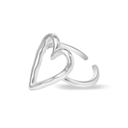 'Heart Outline' Silver Ring